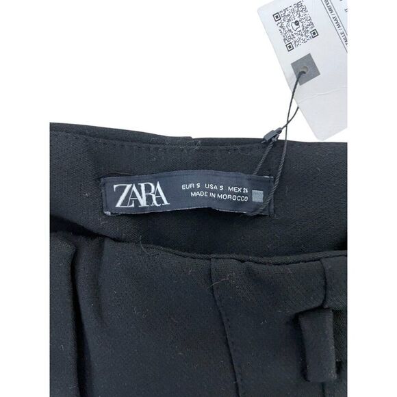 Zara Womens High Waisted Pants Trousers Ankle S Black 9490/590 NWT no belt - Picture 5 of 15